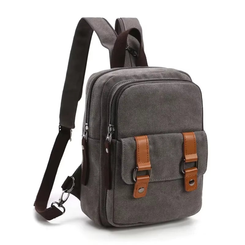 Mochila cruzada unisex con múltiples bolsillos estilo vintage - Axel
