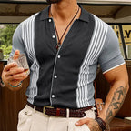 Camisa hombre punto vintage con rayas- Renato