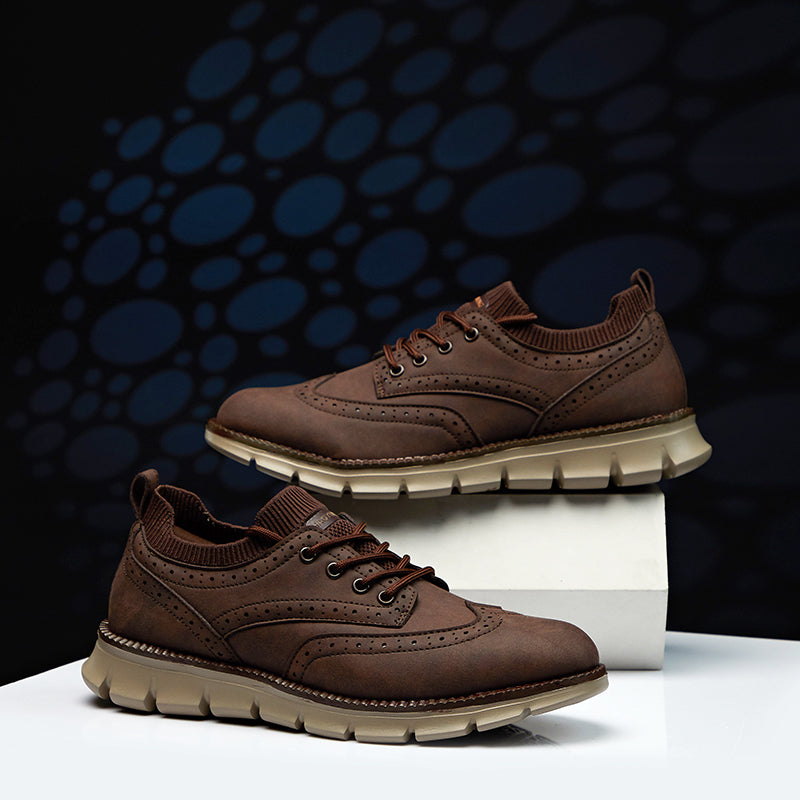 Zapatos hombre piel brogue cordones suela goma casual – Gael