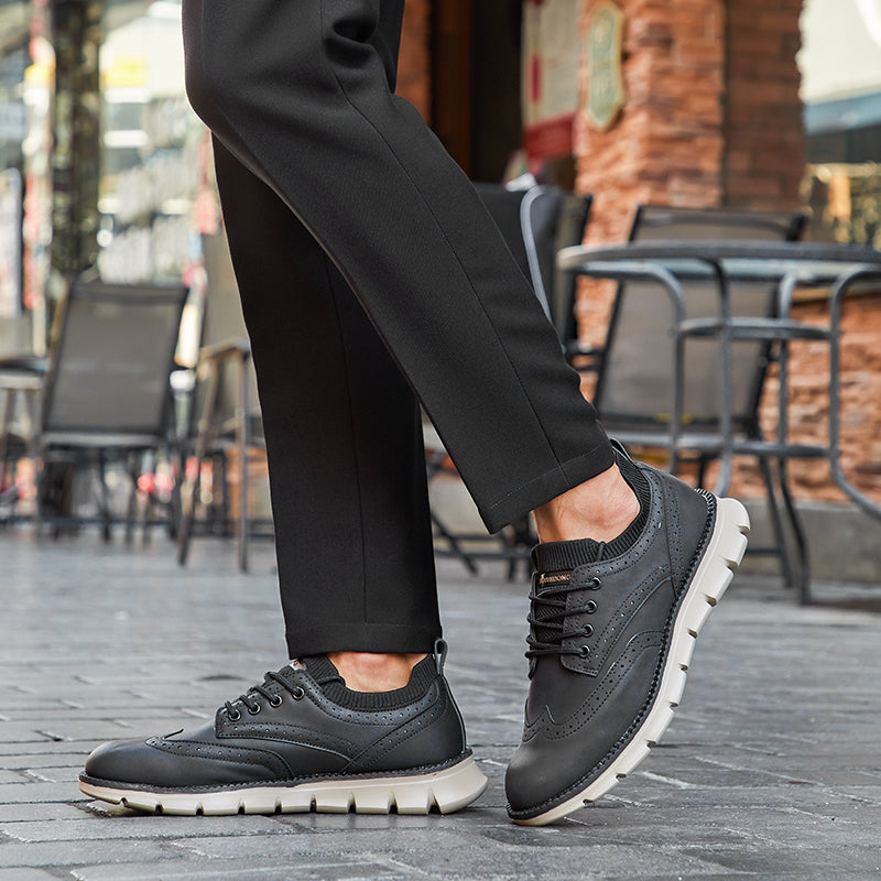Zapatos hombre piel brogue cordones suela goma casual – Gael