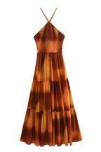 Gabi - Vestido midi estampado con volantes y cuello alto