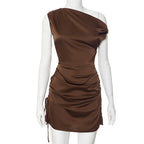Marbella - Minivestido bodycon asimétrico con fruncidos