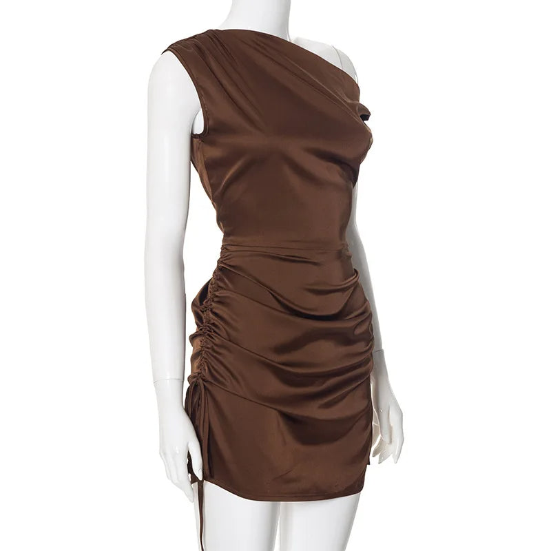 Marbella - Minivestido bodycon asimétrico con fruncidos