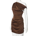 Marbella - Minivestido bodycon asimétrico con fruncidos