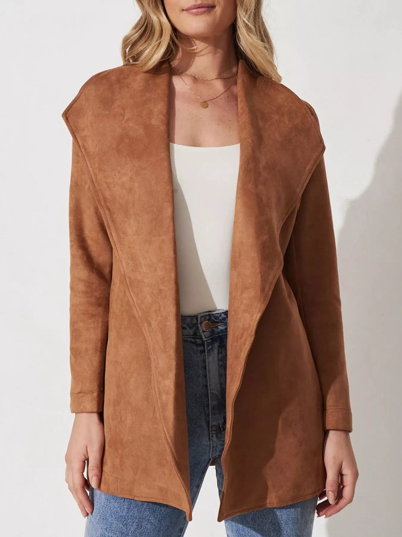 Chaqueta de ante suave con cuello amplio - Celinne