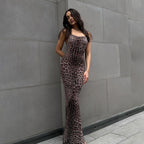Vestido largo para mujer con estampado animal estilo ajustado - Fabiana