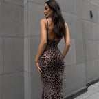 Vestido largo para mujer con estampado animal estilo ajustado - Fabiana