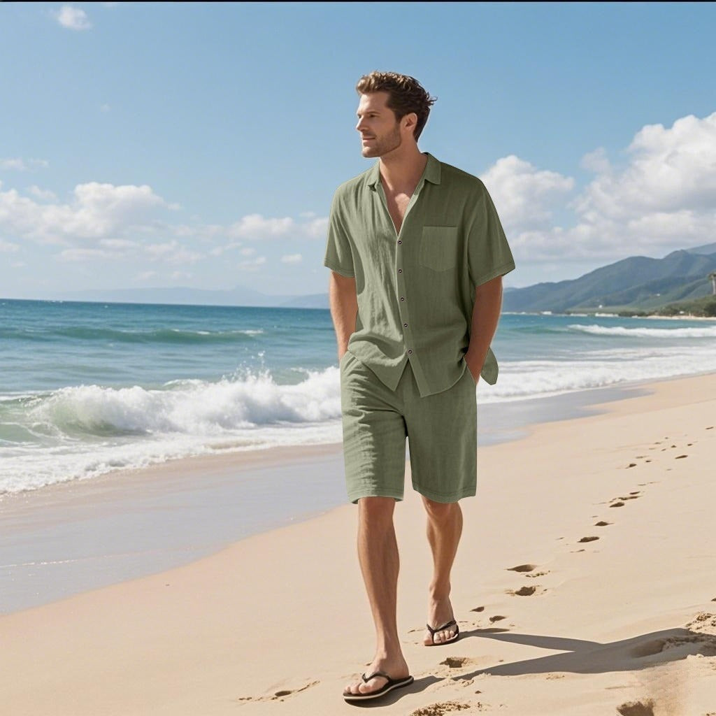 Conjunto de verano para hombre lino transpirable estilo casual - Mateo