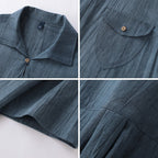 Camisa para hombre de manga corta lino algodón estilo retro - Adriano