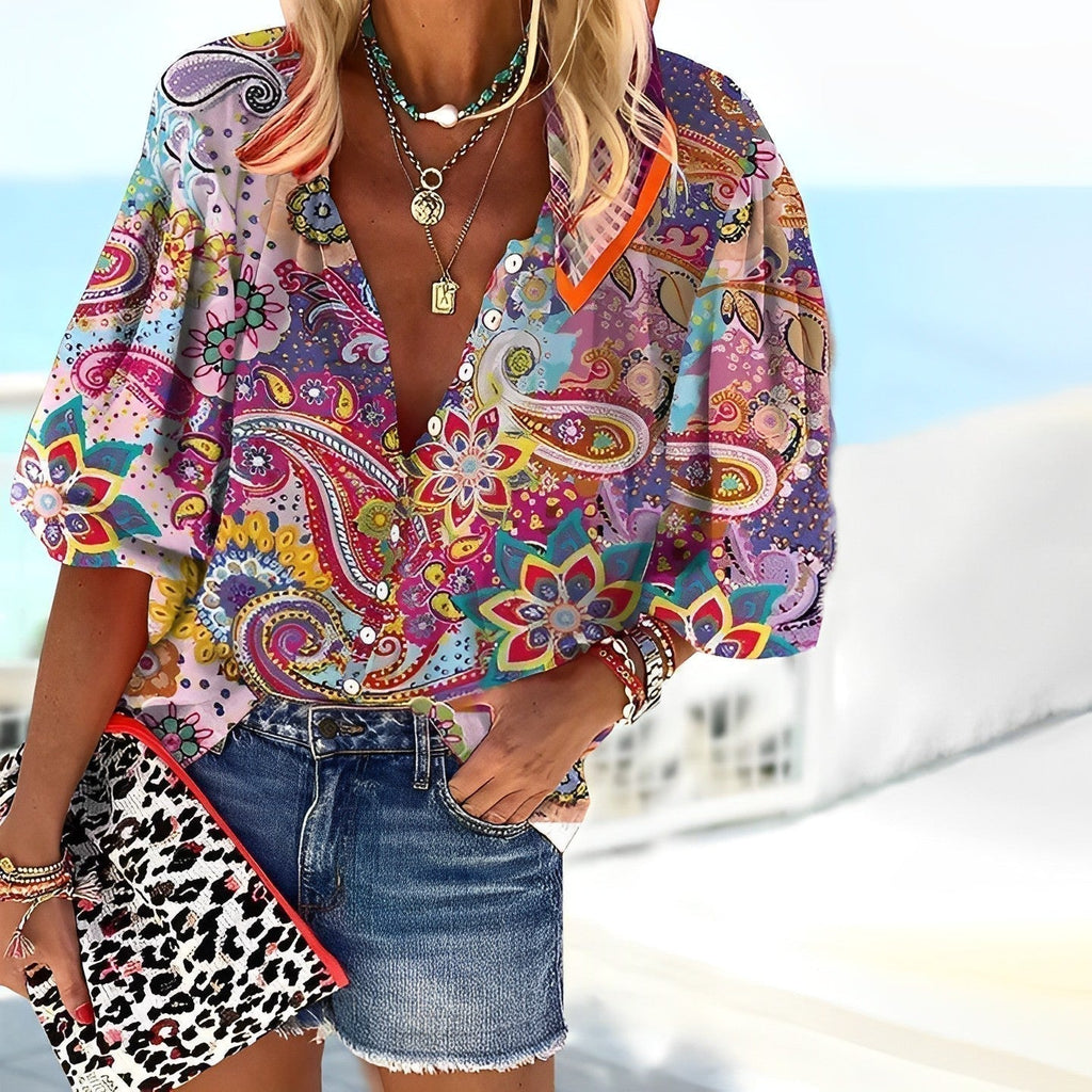 Finja - Blusa con estampado de mandalas