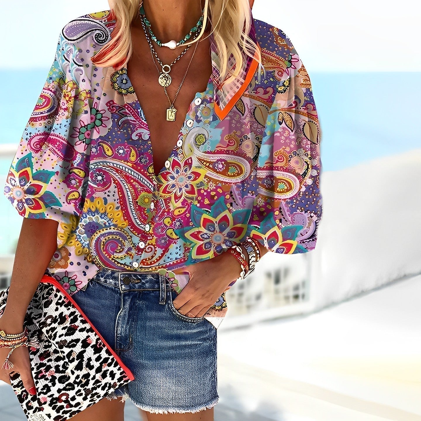Finja - Blusa con estampado de mandalas