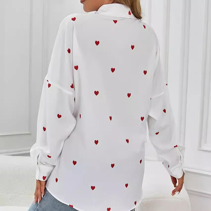 Blusa para mujer estampada de corazones corte recto - Tiril