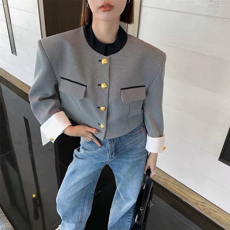 Nadja - Blazer francés de botonadura sencilla para mujer