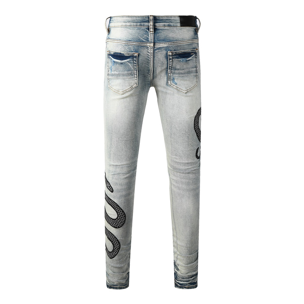 Pantalones vaqueros slim con estampado serpiente - Eldric