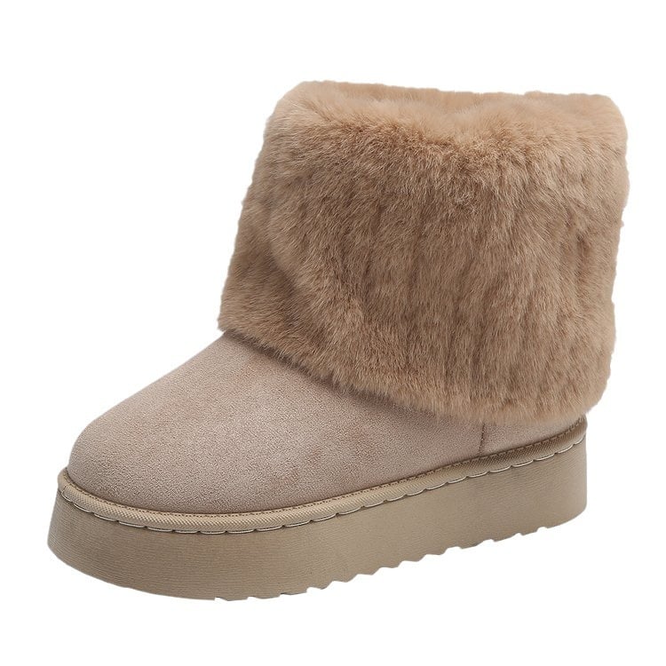 Botines para mujer estilo invernal con borde afelpado - Auralyn