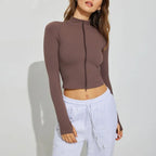 Chaqueta deportiva mujer tejido elástico estilo cropped - Bianca