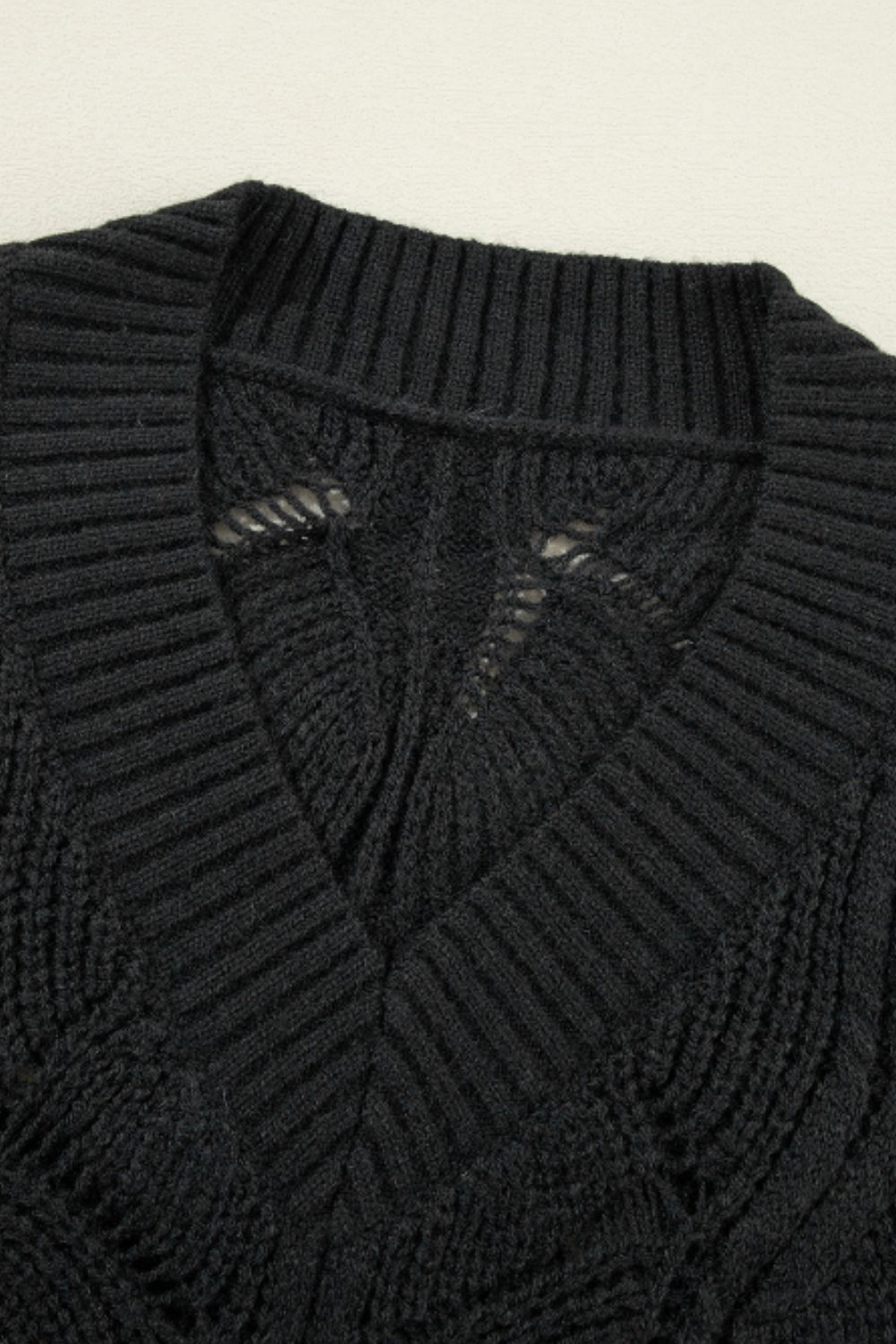 Helda - Jersey calado de manga larga y cuello en V