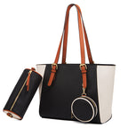 Bolsa tote femenina elegante con diseño bicolor