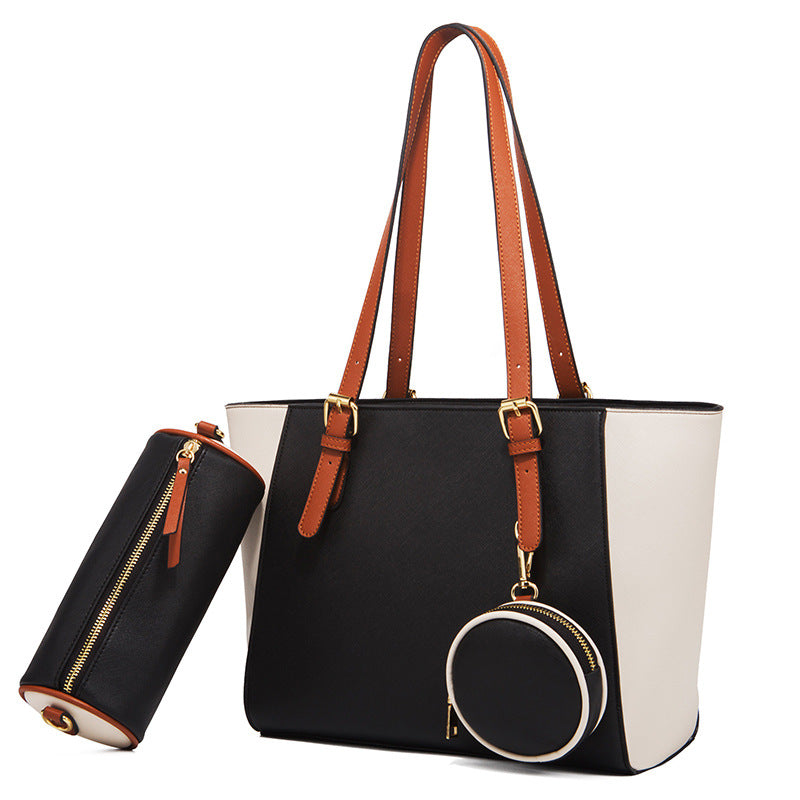 Bolsa tote femenina elegante con diseño bicolor