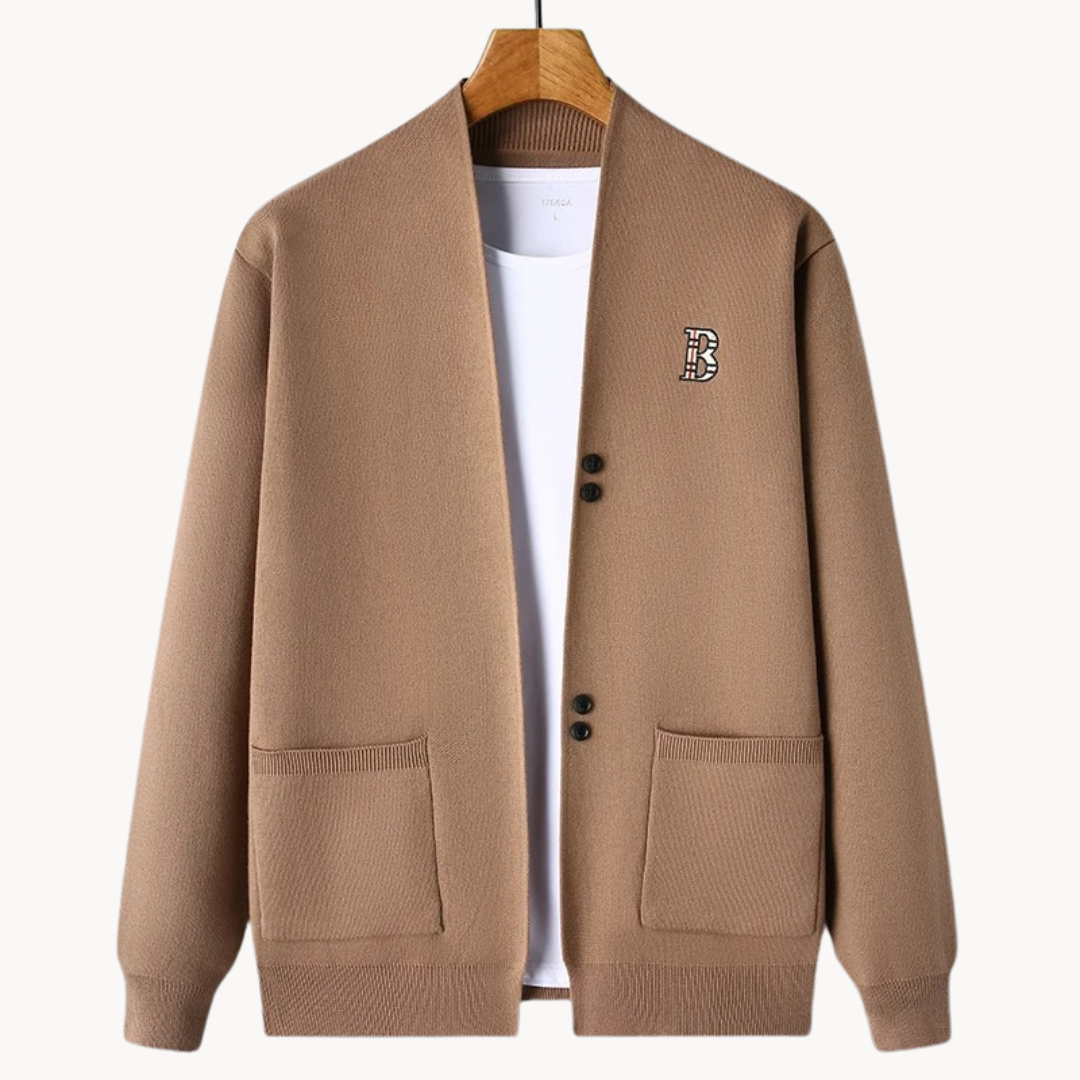 Cárdigan para hombre de corte recto con cuello abierto - Einar