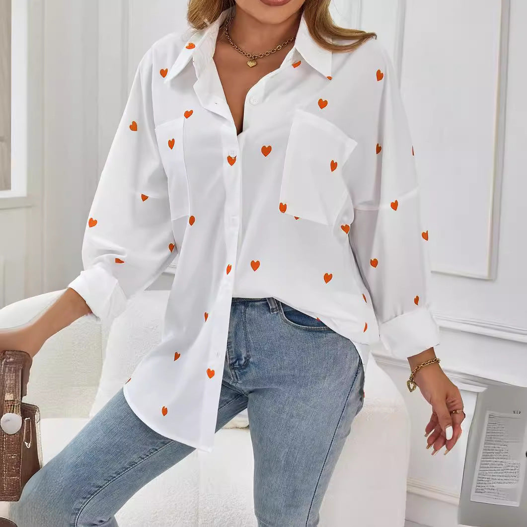 Blusa para mujer estampada de corazones corte recto - Tiril