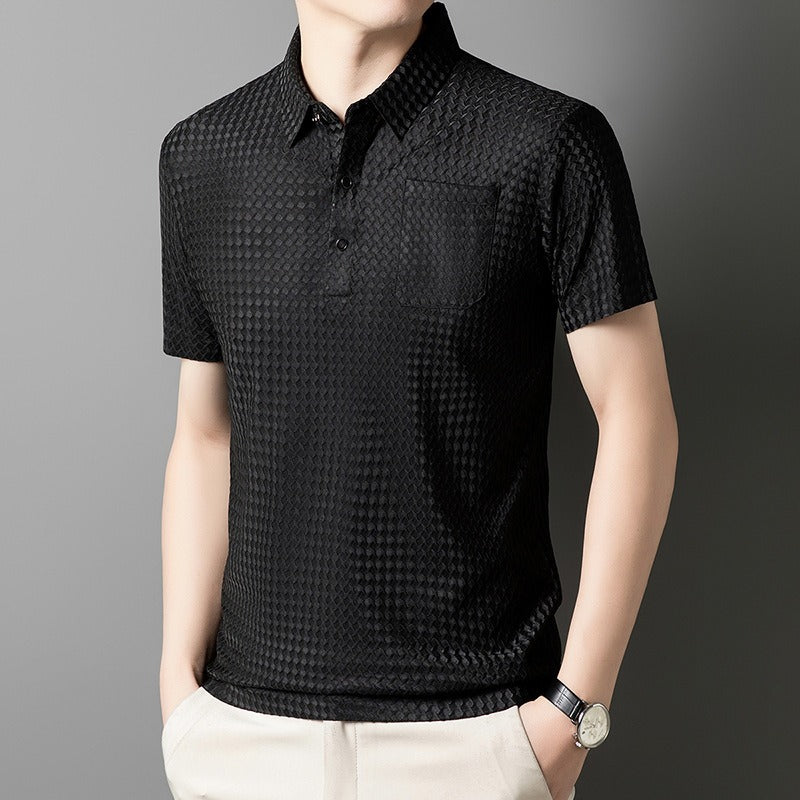 Polo para hombre de tejido geométrico con bolsillo frontal - Marcelo