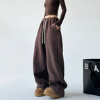 Pantalones para mujer amplios de tejido afelpado - Novanne