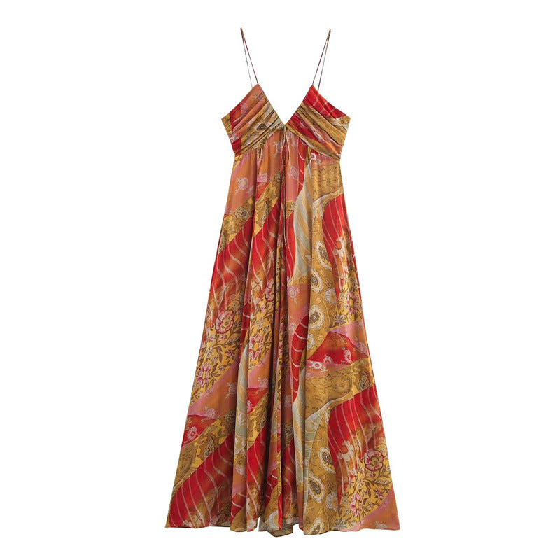 Vestido largo para mujer con tirantes finos y escote en V - Ragnhild