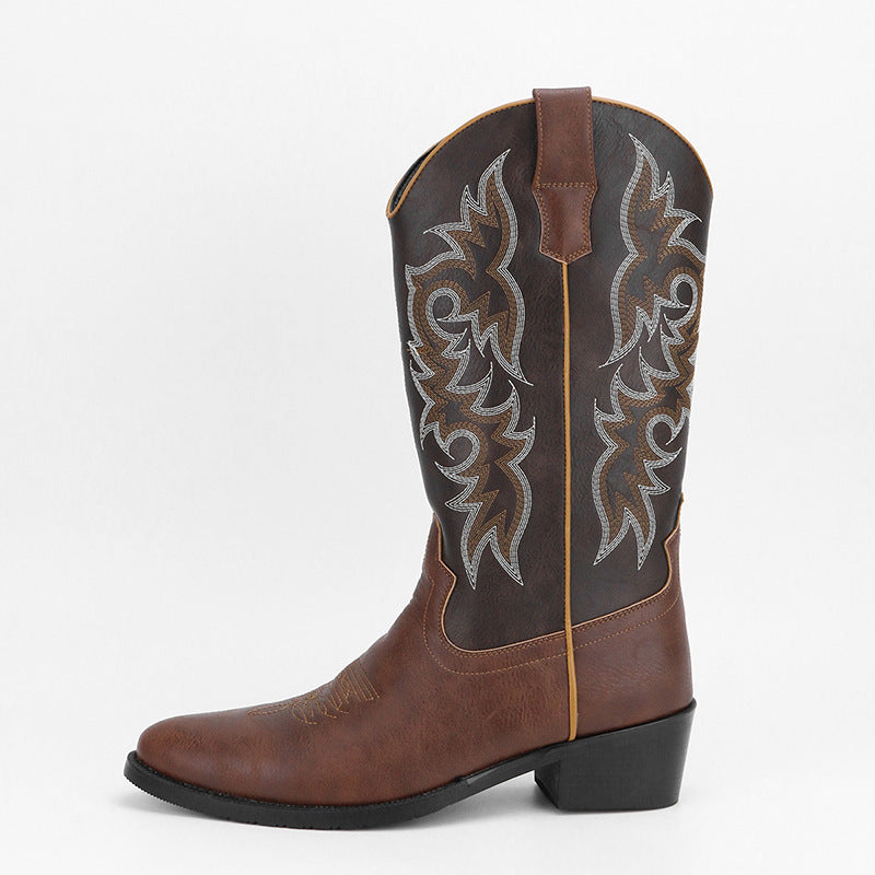 Botas altas bordadas para hombre estilo retro - Kervon