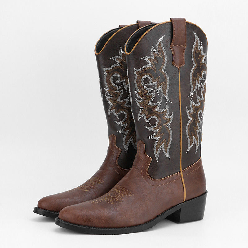 Botas altas bordadas para hombre estilo retro - Kervon