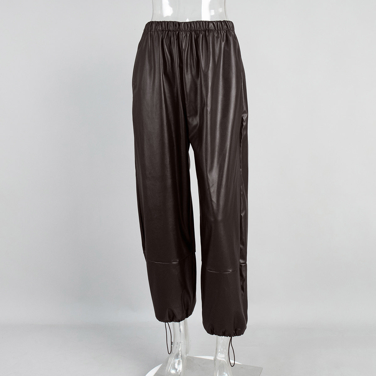 Pantalones para mujer de efecto piel con cordones en el bajo - Eirenne