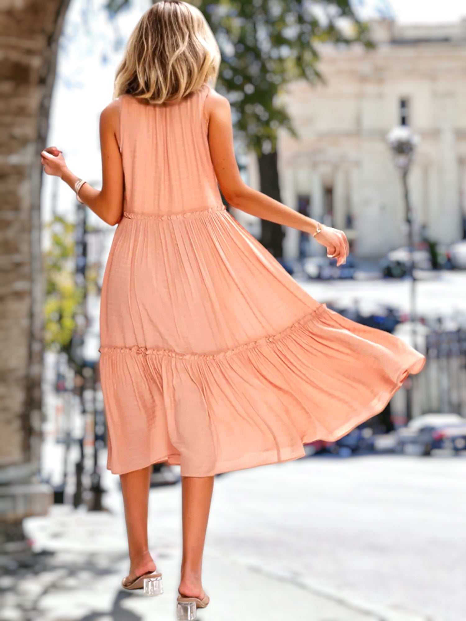 Shirley - Vestido femenino con lazo y cuello en V