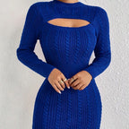 Vestido corto mujer punto trenzado estilo ajustado - Noelia