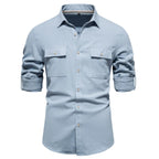 Camisa para hombre de algodón bolsillos frontales estilo casual - Nicolás