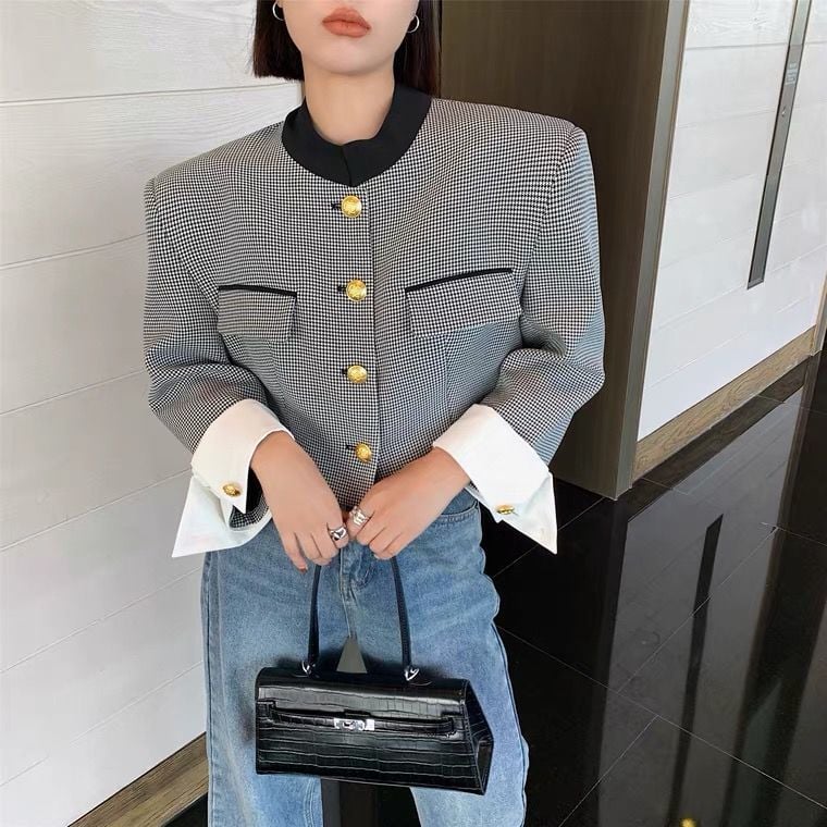 Nadja - Blazer francés de botonadura sencilla para mujer