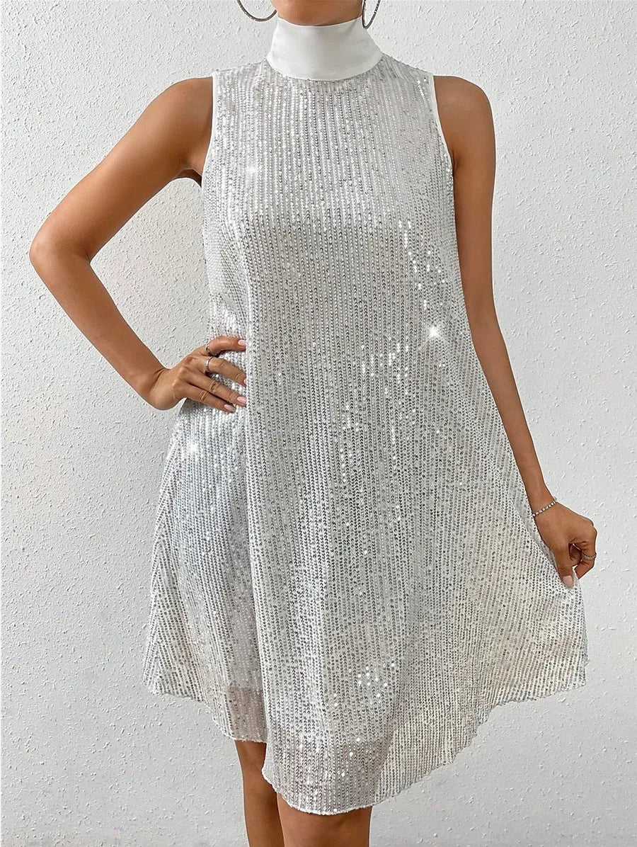 Vestido para mujer con lentejuelas y cuello alto - Lareine