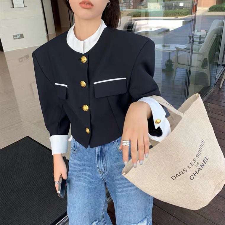 Nadja - Blazer francés de botonadura sencilla para mujer