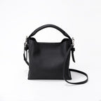 Bolso bucket para mujer de piel auténtica diseño estructurado - Celeste