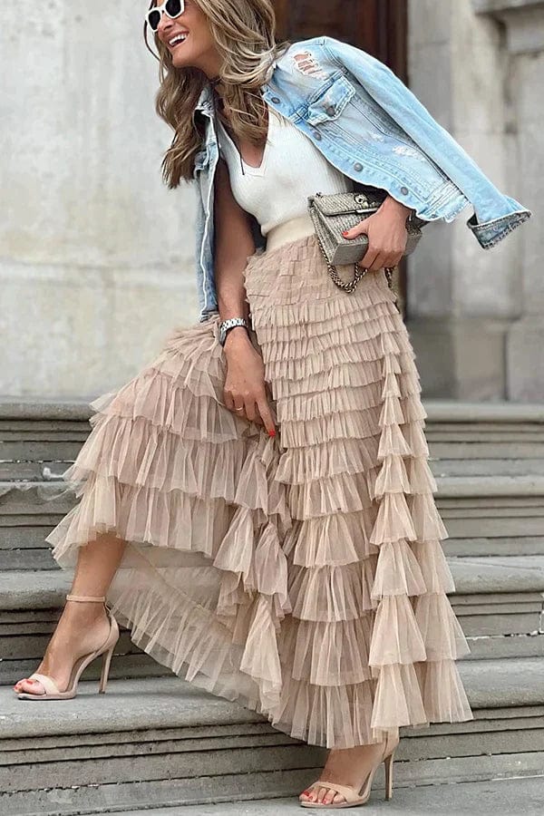 Eva - Falda de capas con volantes