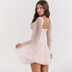 Azalea - Vestido sin tirantes de manga larga con mini corsé de hadas