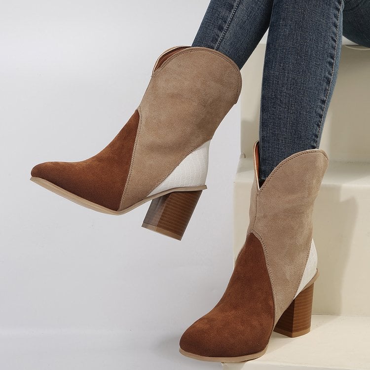 Botines para mujer de ante con tacón cuadrado - Norine