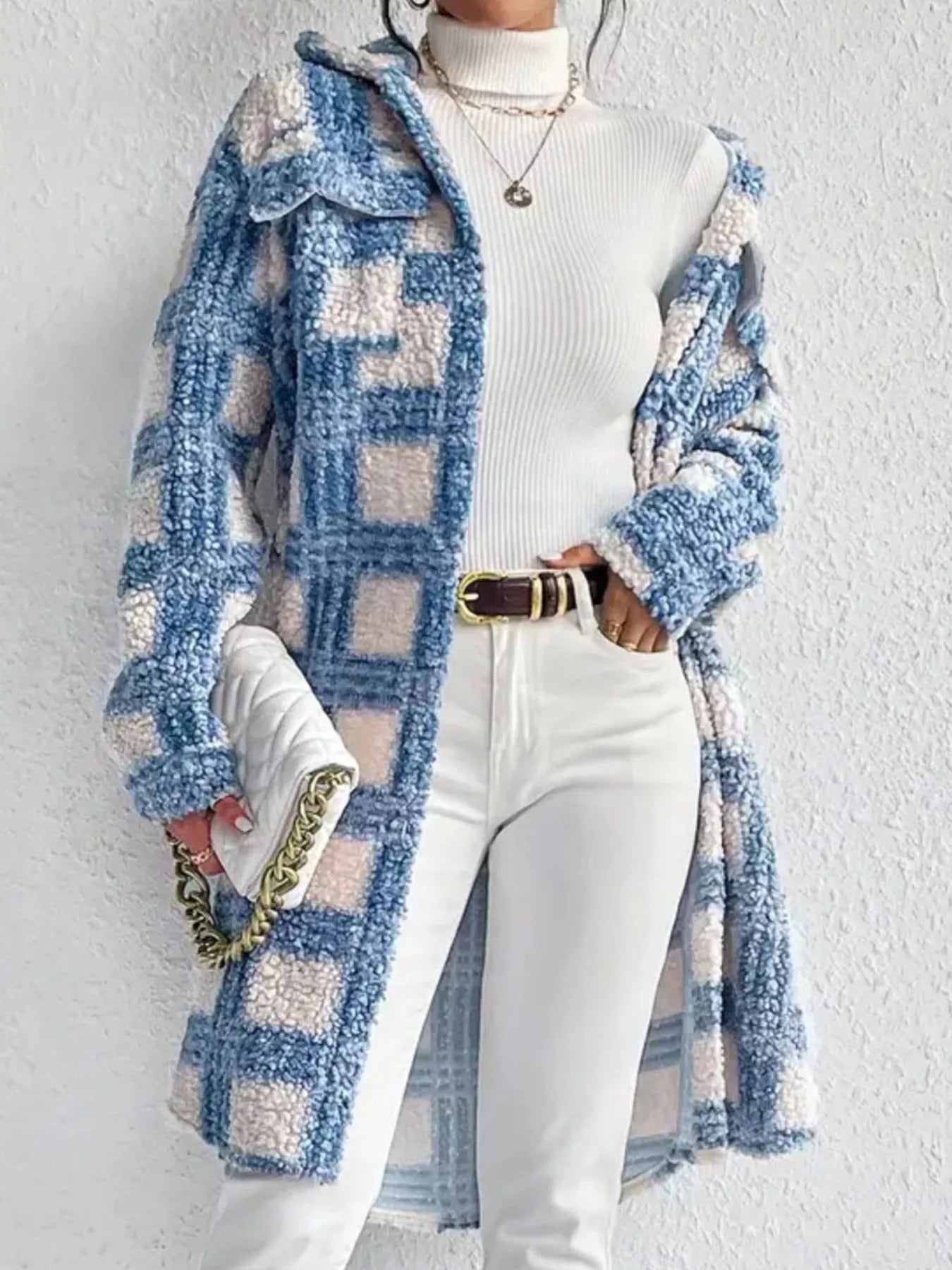Abrigo largo de tejido boucle con diseño para mujer - Sereane