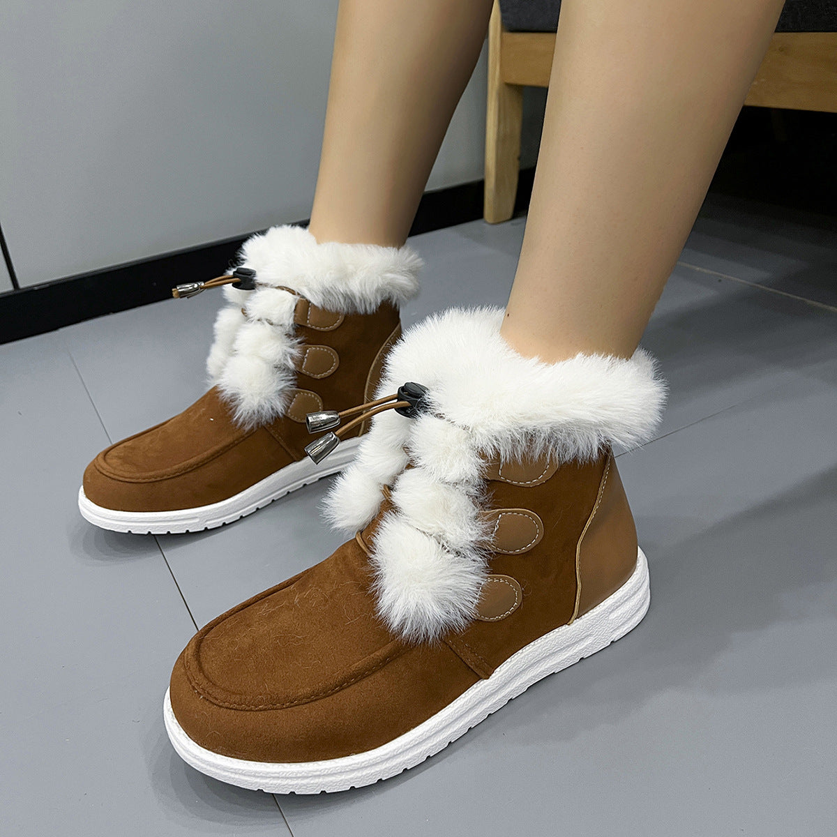 Botines para mujer estilo invernal con acabado afelpado - Yseline