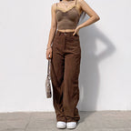 Pantalones para mujer de pana rectos de tiro alto - Nyssara