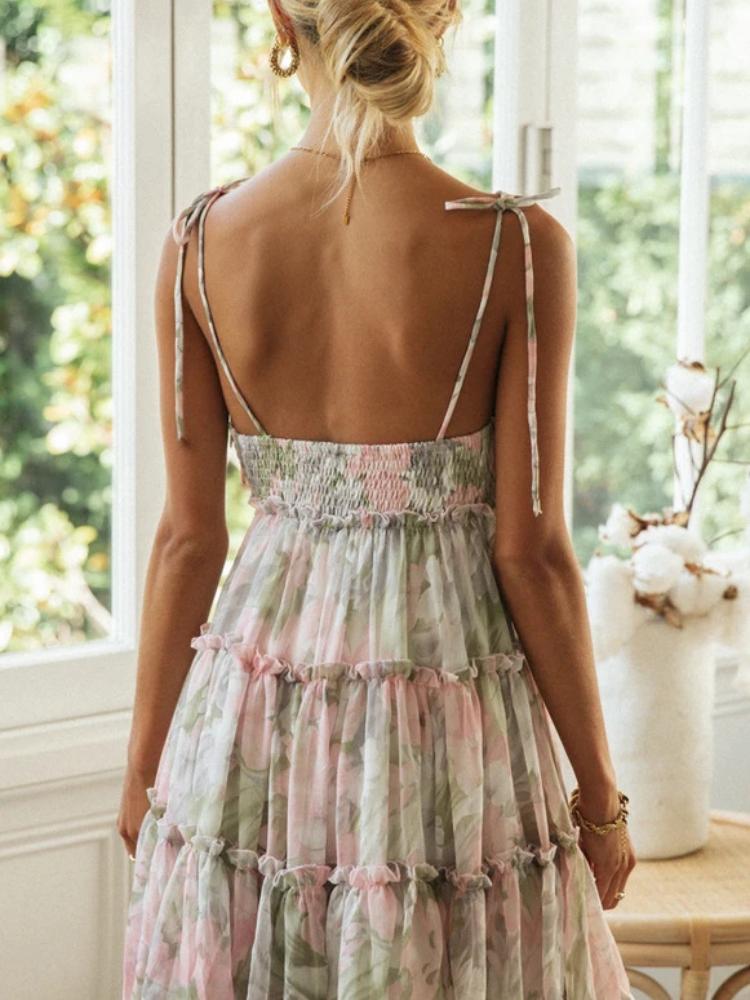 Georgina - Minivestido de gasa con volantes