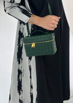 Bolso mujer trenzado negro estructura rígida cremalleras doradas - Valeska
