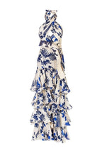 Kinna - maxi vestido estampado de cuello alto con volantes