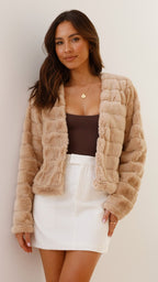 Chaqueta corta de pelo sintético para mujer - Mirna