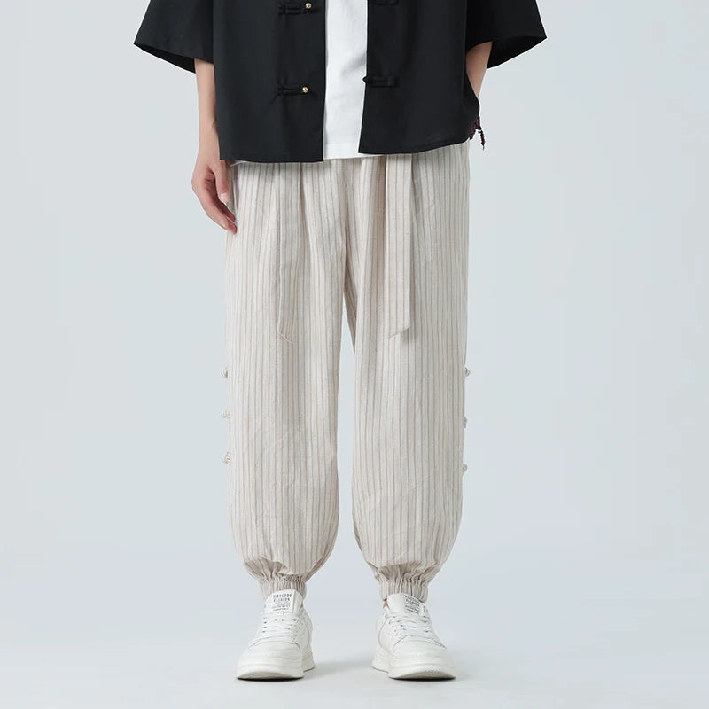 Gino - Elegantes pantalones de verano de algodón y lino para hombre