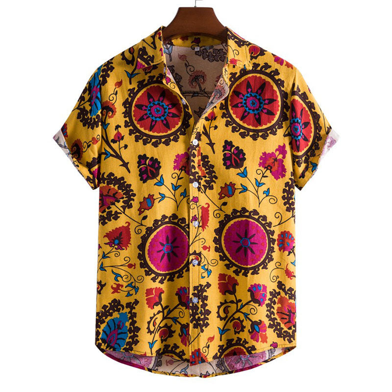 Camisa de manga corta para hombre con estampado vintage